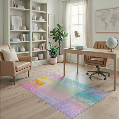 Pastel Pixel Geometric Washable Area Rug