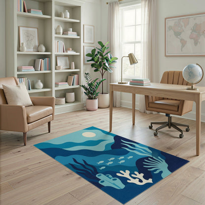 Ocean Waves Coral Reef Area Rug