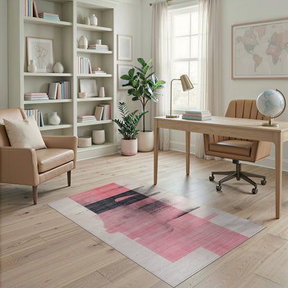 Pink Abstract Face Silhouette Rug