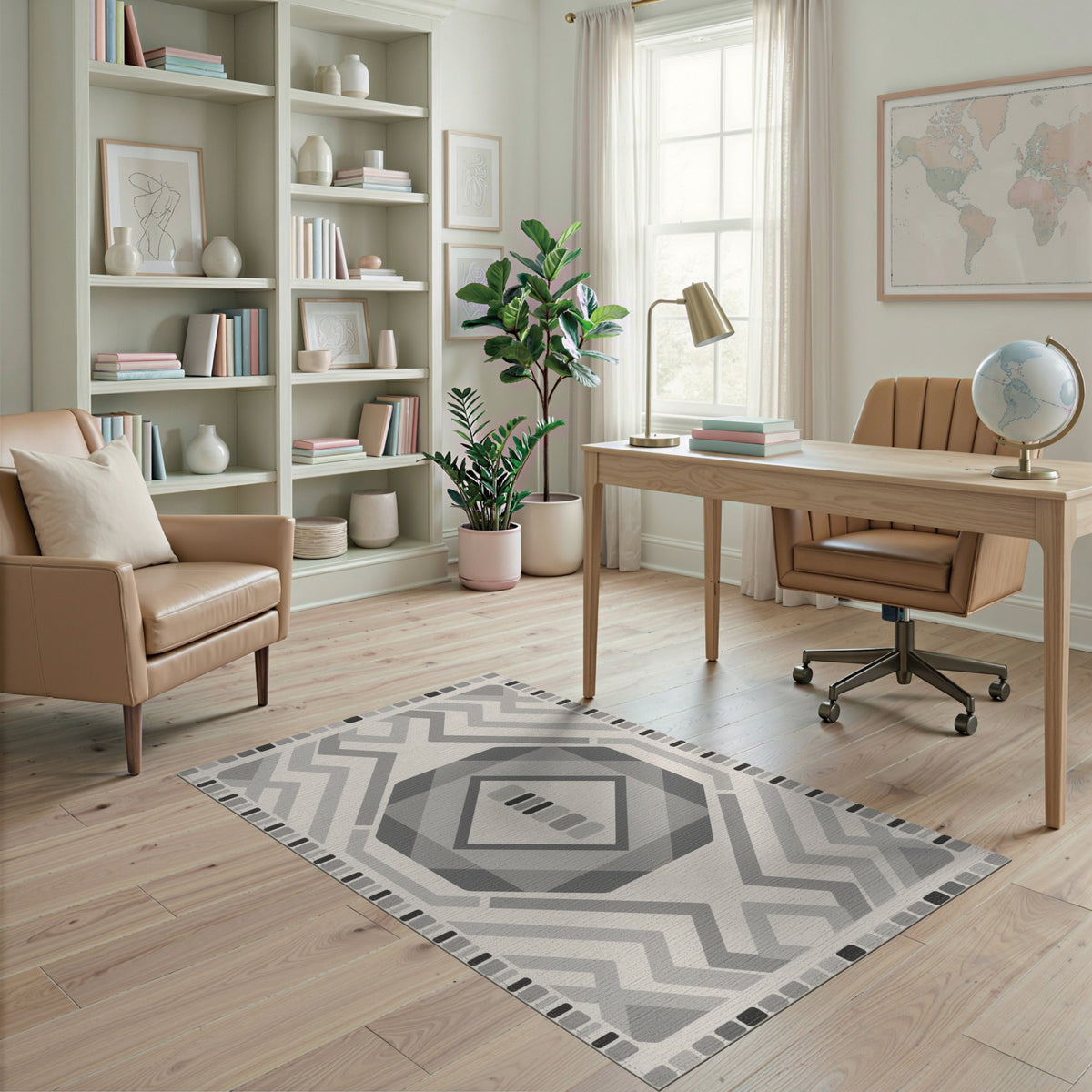 Grey Geometric Diamond Area Rug