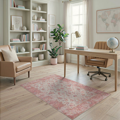 Blush Pink Floral Vintage No. 40 Area Rug