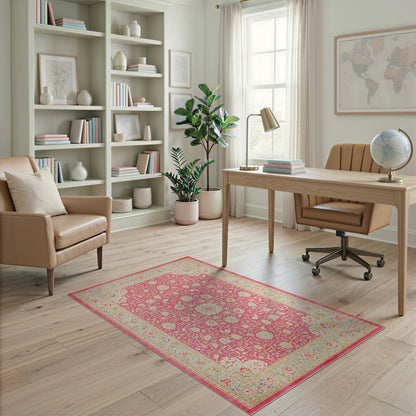 ODIKA Blush Pink Floral Medallion Rug