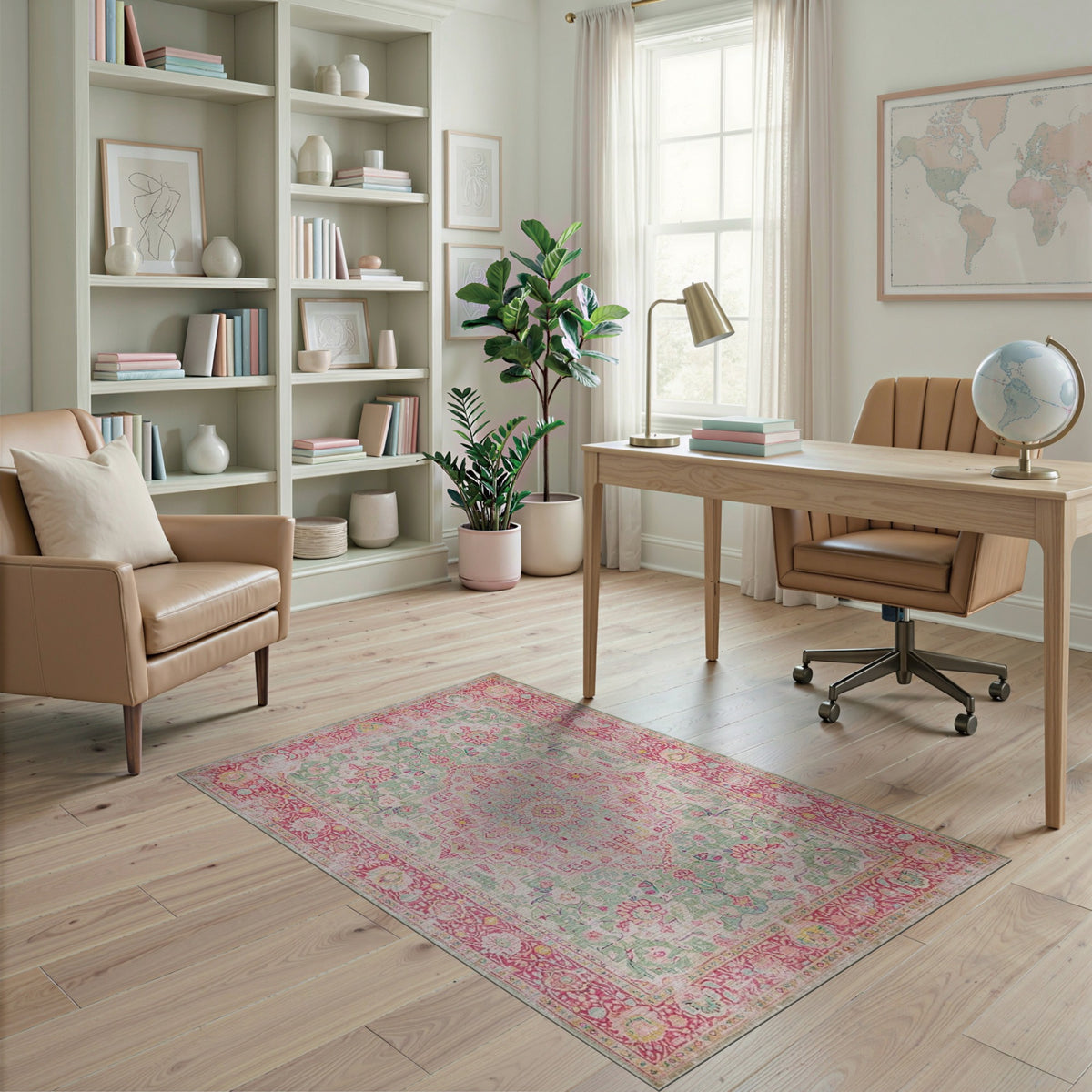 Pink Floral Vintage No. 152 Area Rug