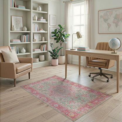 Pink Floral Vintage No. 152 Area Rug