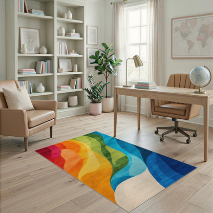 Abstract Area Multi-color and Patterns Vibrant Wave Abstract Area Rug