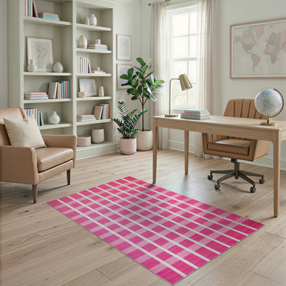 Pink Gradient Striped Geometric Area Rug