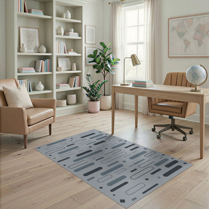 Grey Geometric Abstract Area Rug