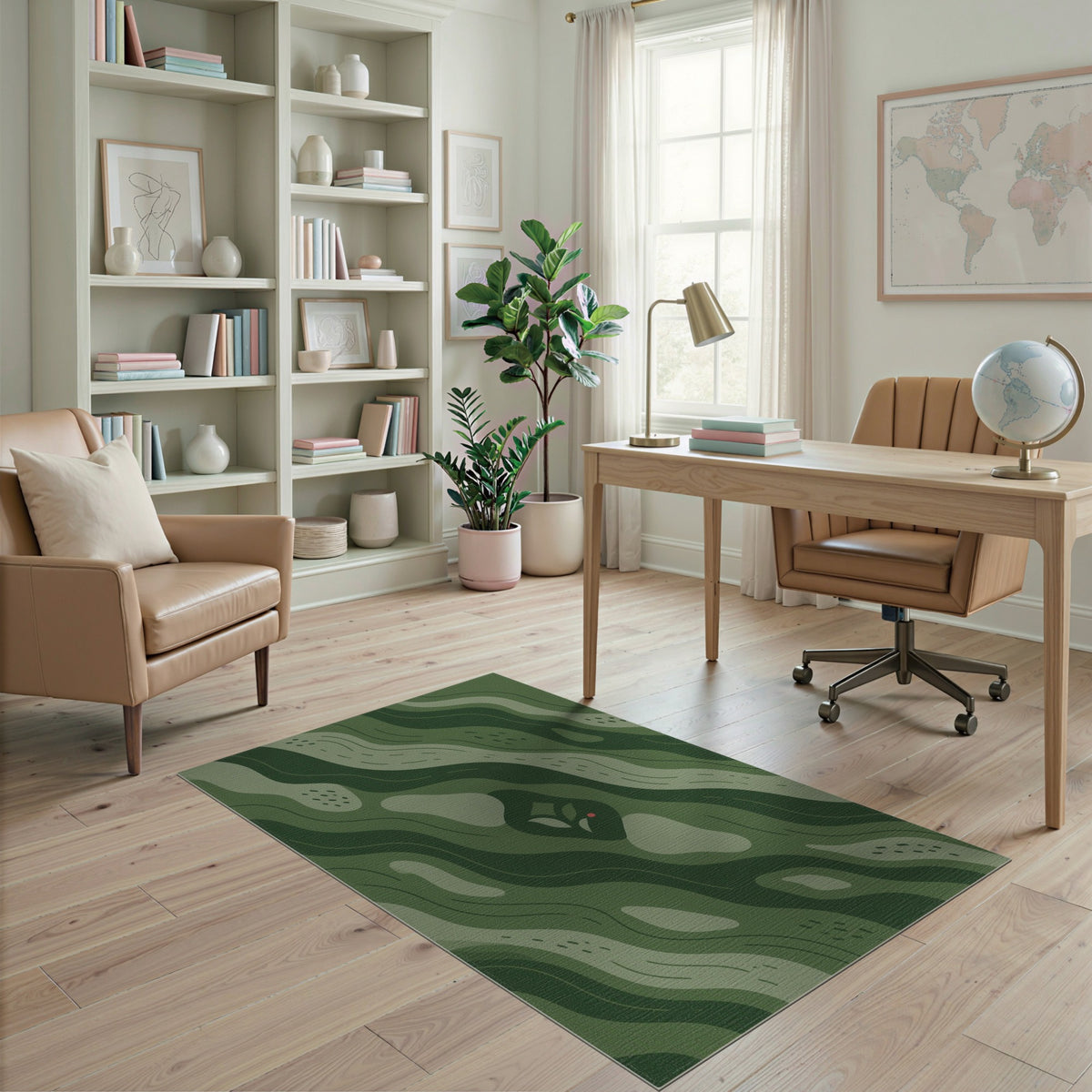 Green Abstract Area Green Wave Abstract Area Rug
