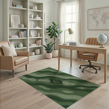 Green Abstract Area Green Wave Abstract Area Rug