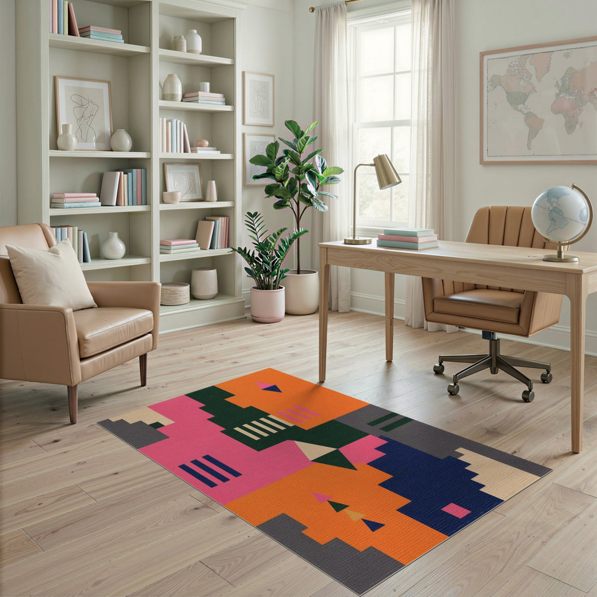 Bold Geometric Multi-Color Area Rug