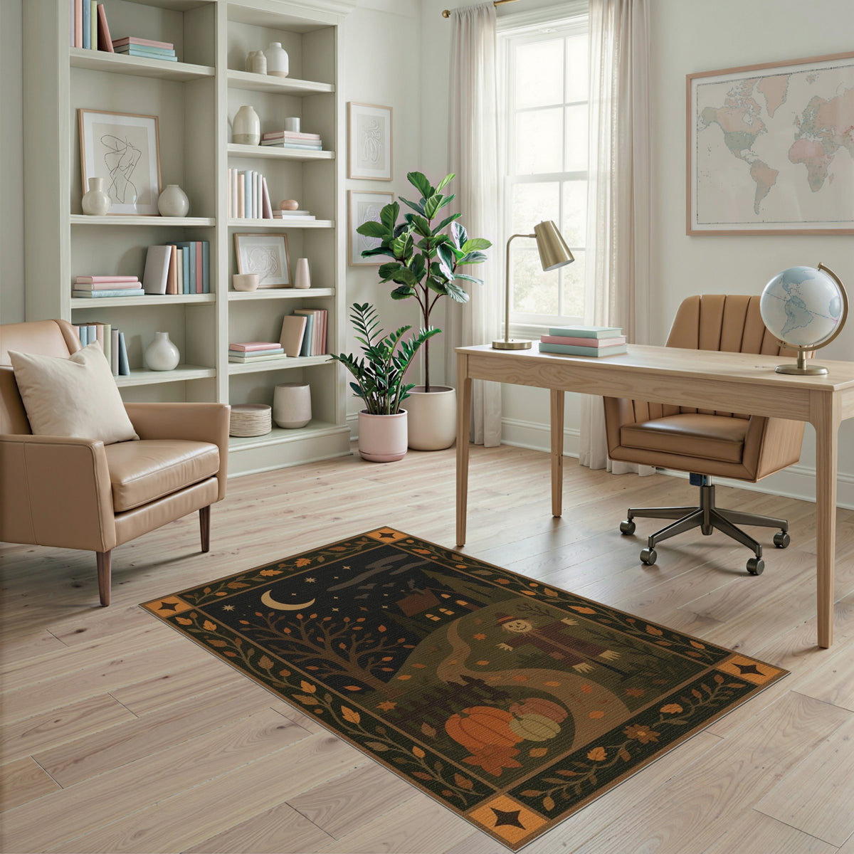Autumn Scarecrow Washable Area Rug