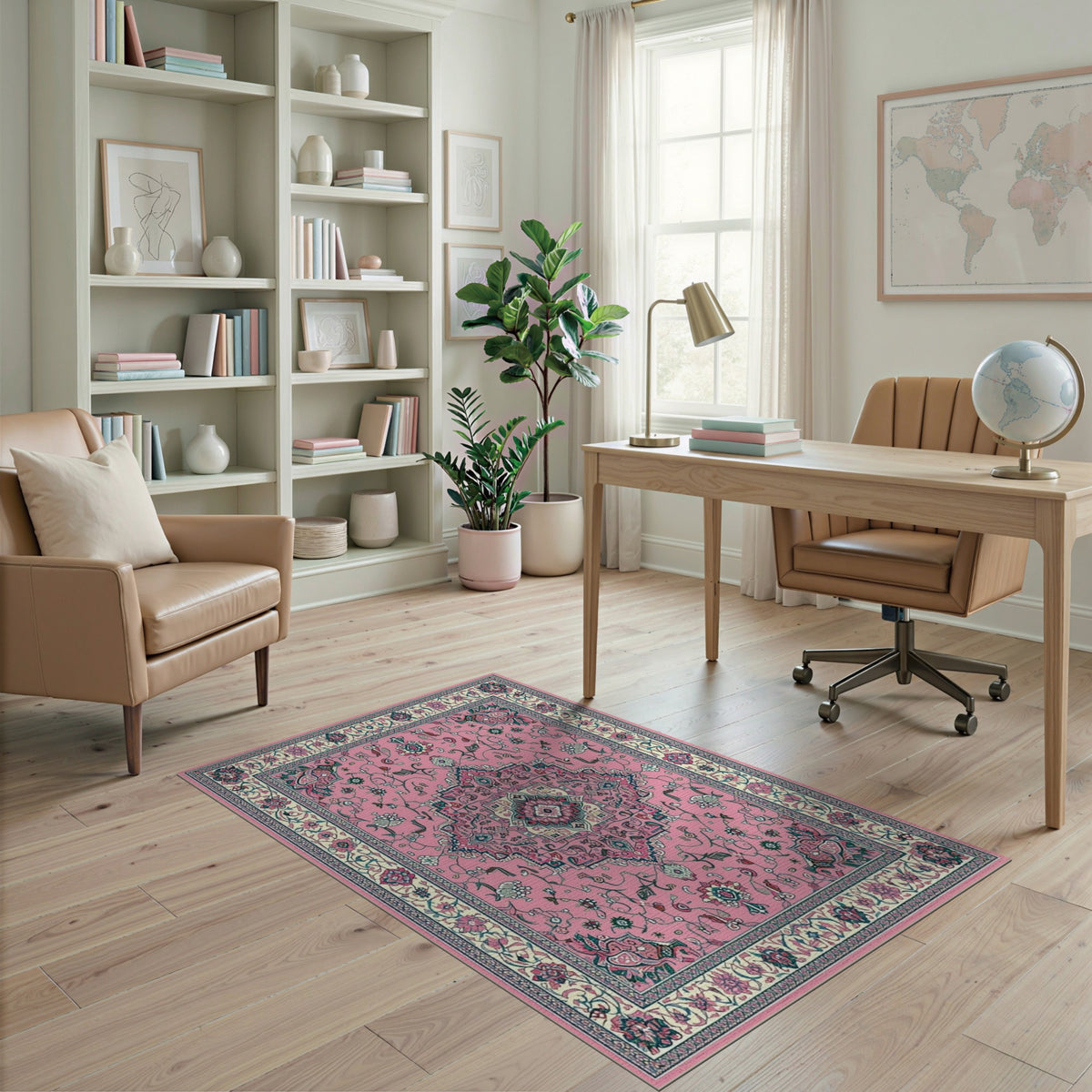 Pink Floral Medallion Vintage No. 8 Area Rug