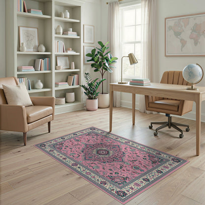 Pink Floral Medallion Vintage No. 8 Area Rug