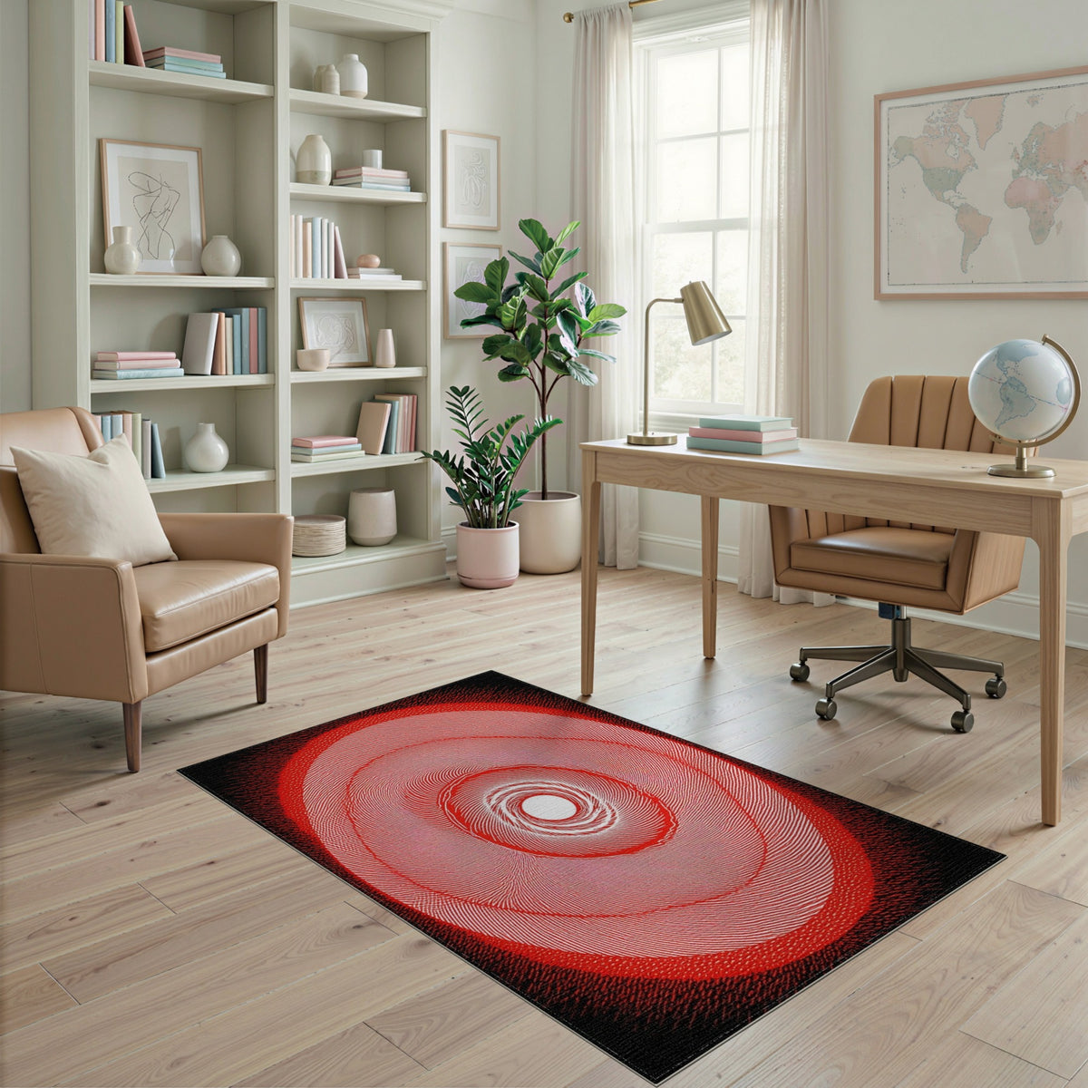 Red Vortex Geometric Area Rug