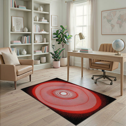 Red Vortex Geometric Area Rug