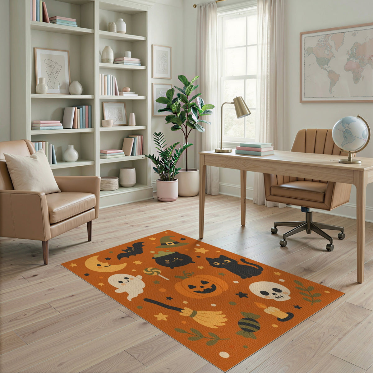 Multi-color and Patterns Cute Halloween Cartoon Kids Area Rug