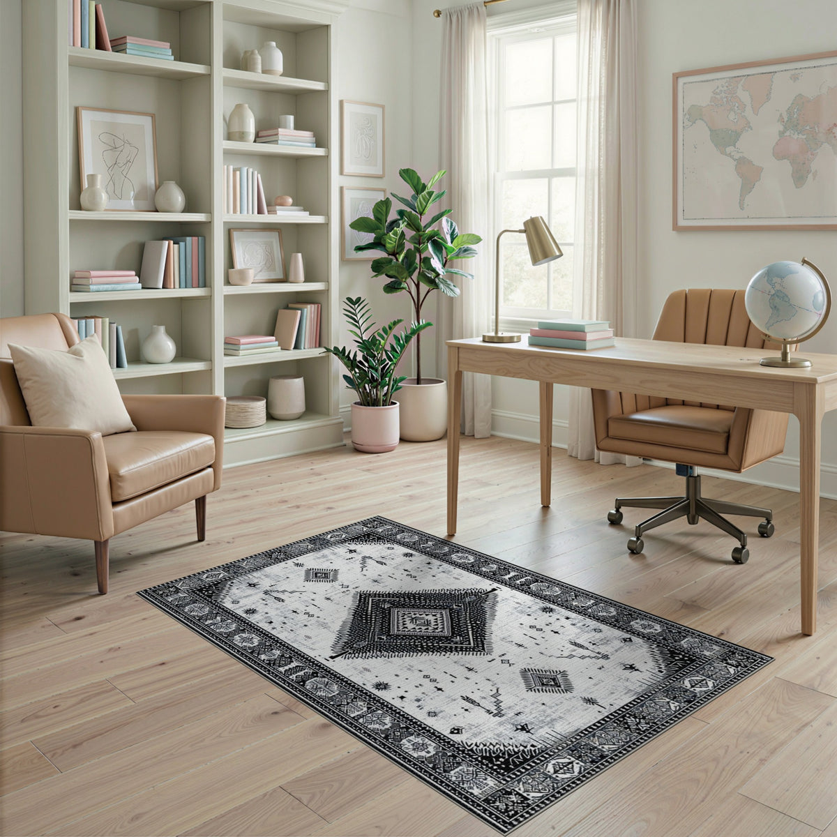 Black White Heritage Tribal No. 54 Area Rug