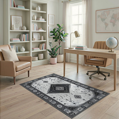 Black White Heritage Tribal No. 54 Area Rug