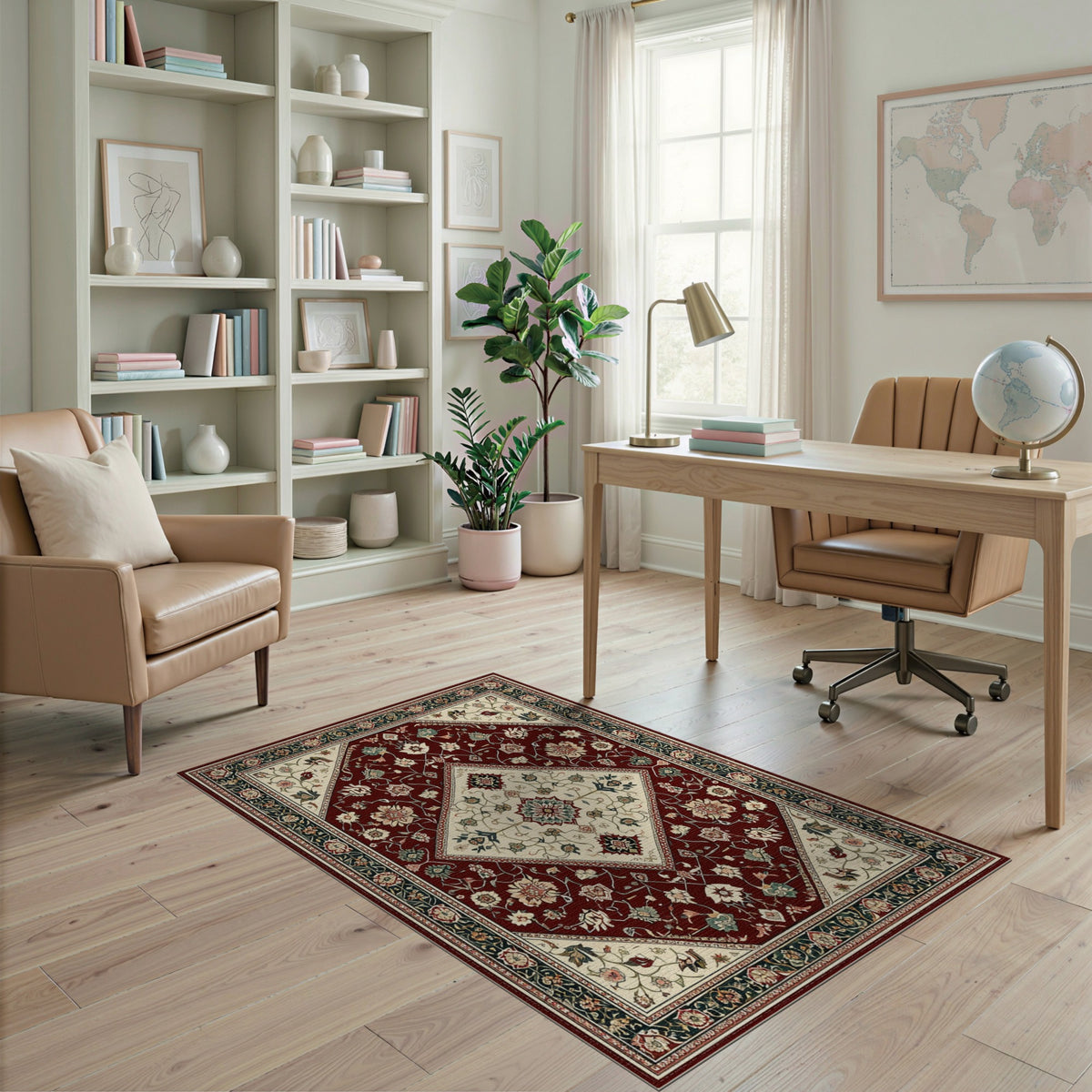 Traditional Persian Red Rich Red Persian Floral Medallion Area Rug