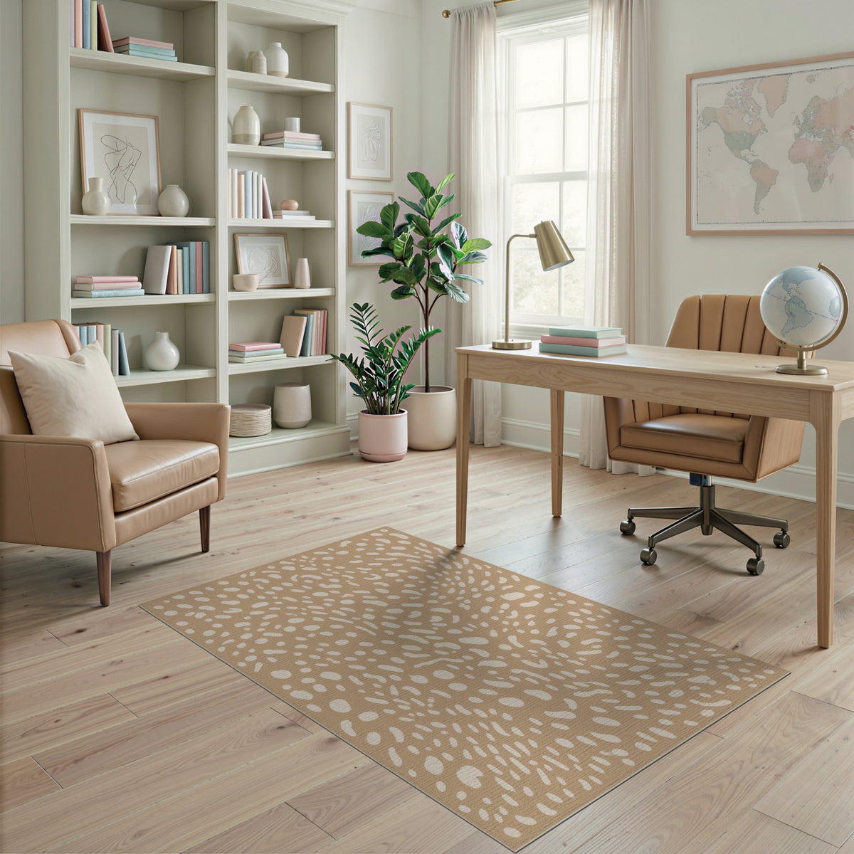 Beige Abstract Speckled Area Rug