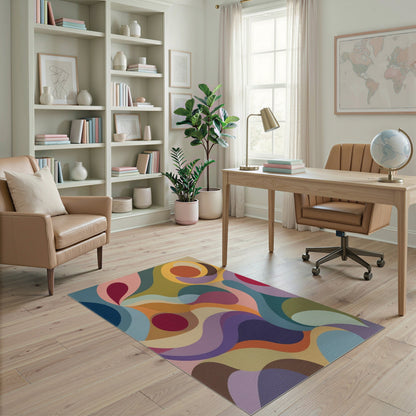 Abstract Area Multi-color and Patterns Vibrant Multi-Color Abstract Swirl Area Rug