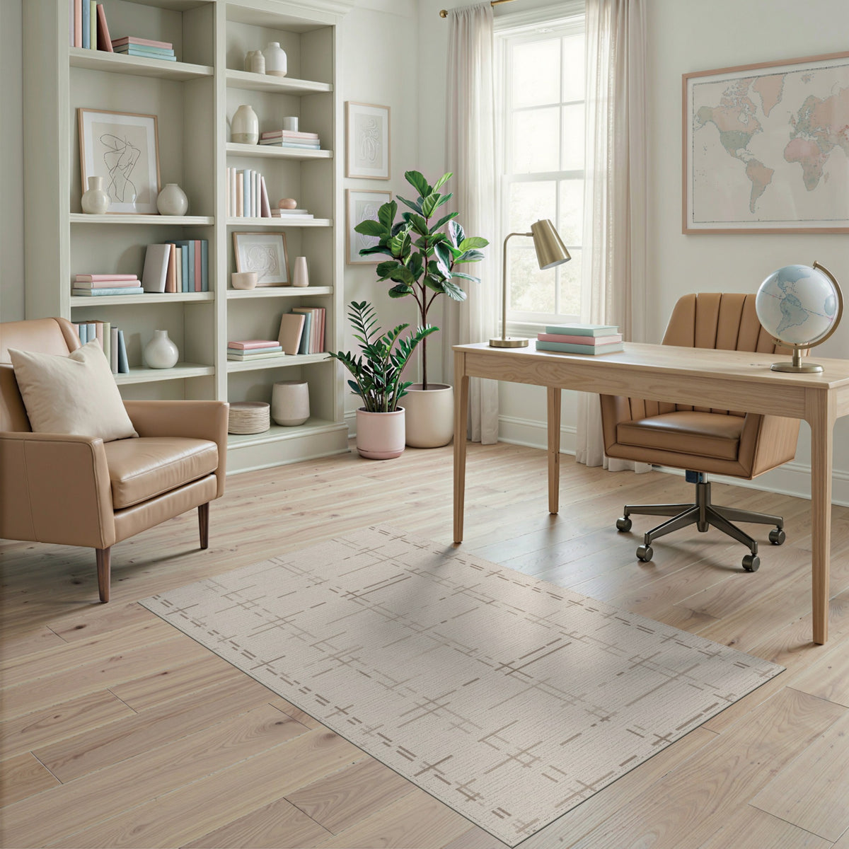 Beige Geometric Area Rug