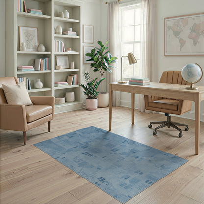 Blue Abstract Block Area Rug