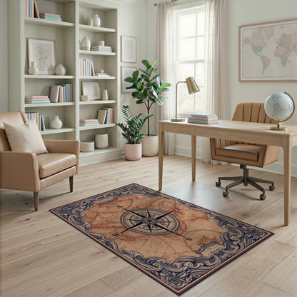Vintage Compass Map Area Rug