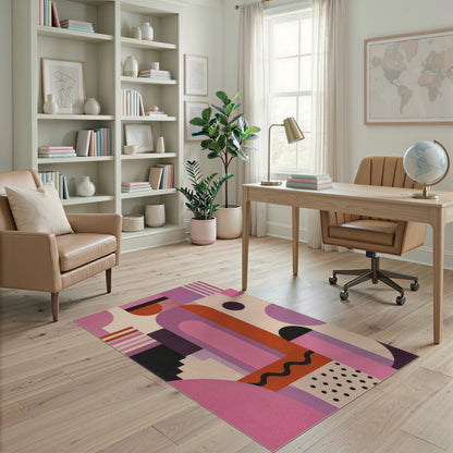 Vibrant Geometric Arch Area Rug in Pink Purple