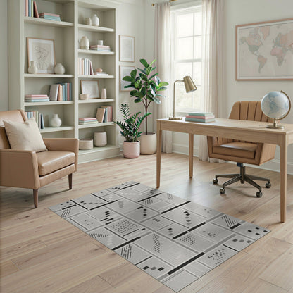 Black White Geometric Modern Area Rug