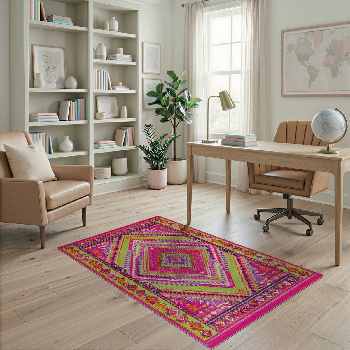 Vibrant Multi-Color Tribal Diamond Area Rug