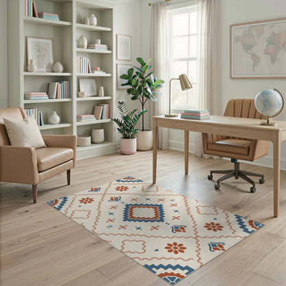 Southwestern Blue Geometric Medallion Rug