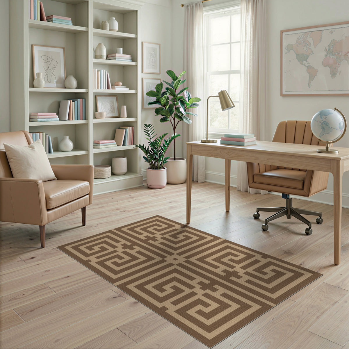 Geometric Brown Area Rug