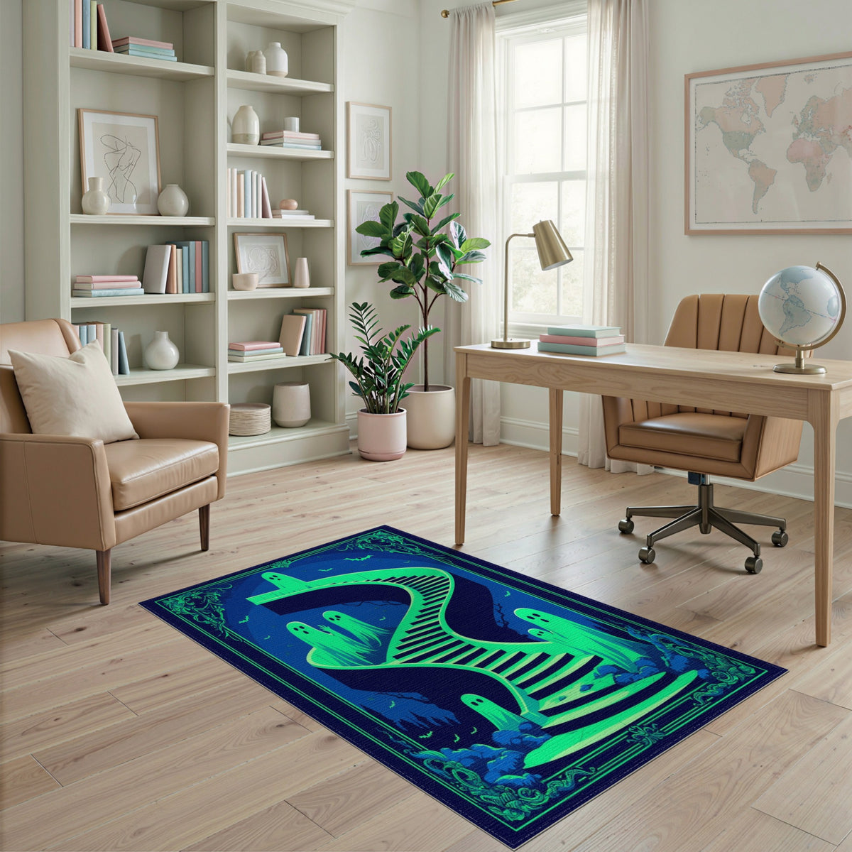 Washable Green Ghost Staircase Area Rug