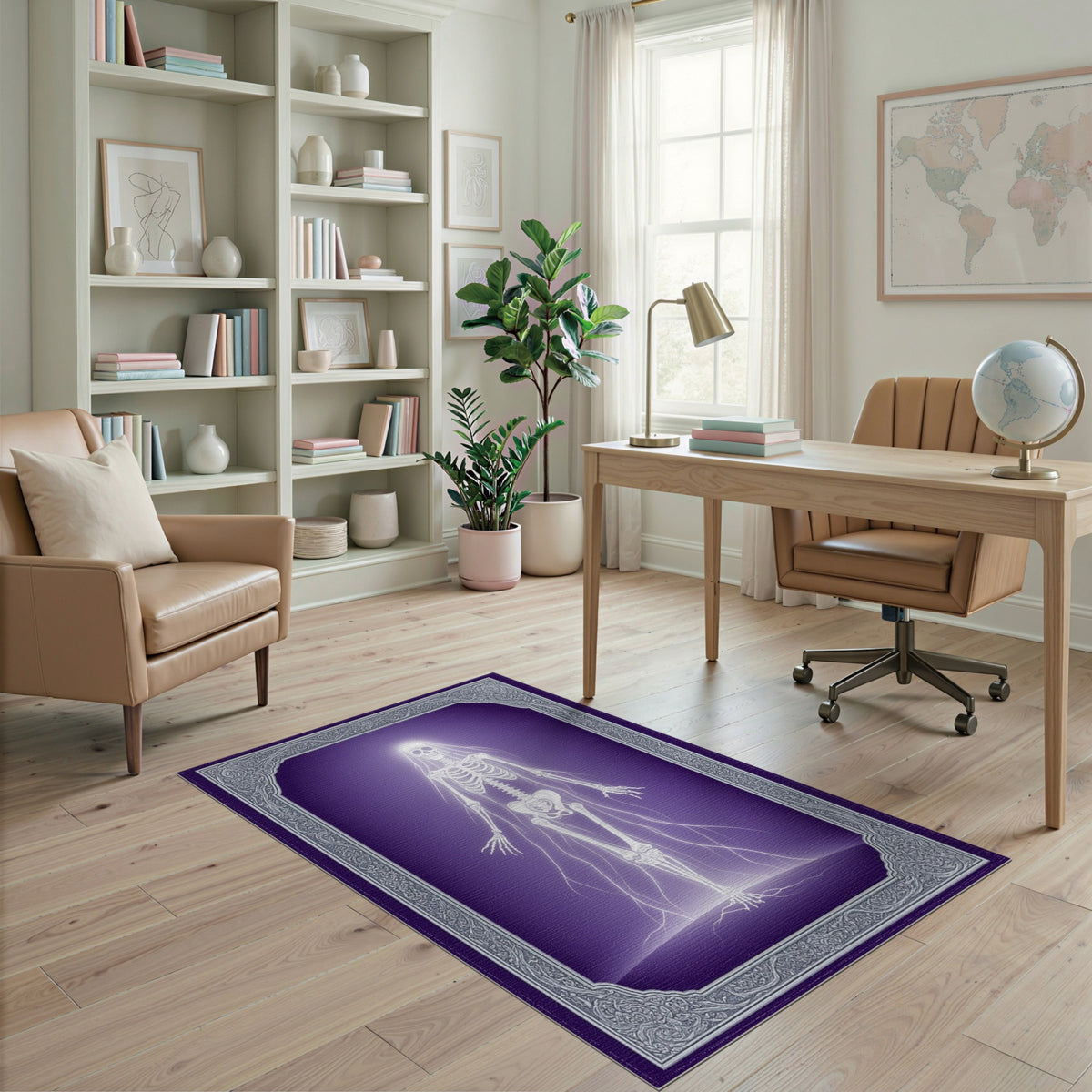 Ethereal Skeleton Veil Purple Area Rug