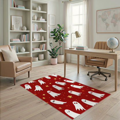 Ghosts Stars Red Kids Area Rug