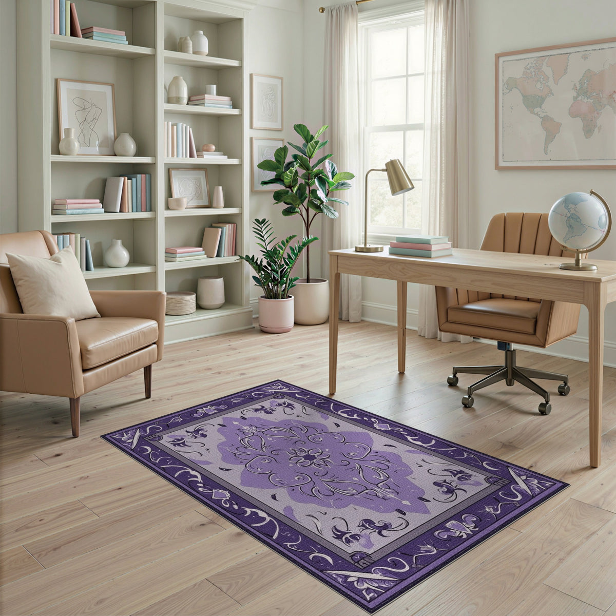 Purple Traditional Persian Purple Persian Medallion Area Rug