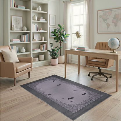 Purple Bat Vine Border Area Rug