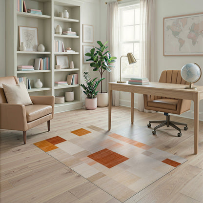 Orange Geometric Orange Block Area Rug
