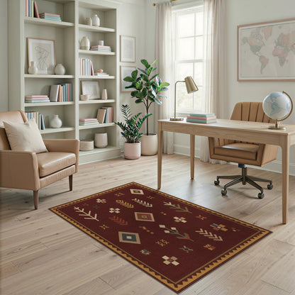 Geometric Southwestern Red Geometric Area Rug