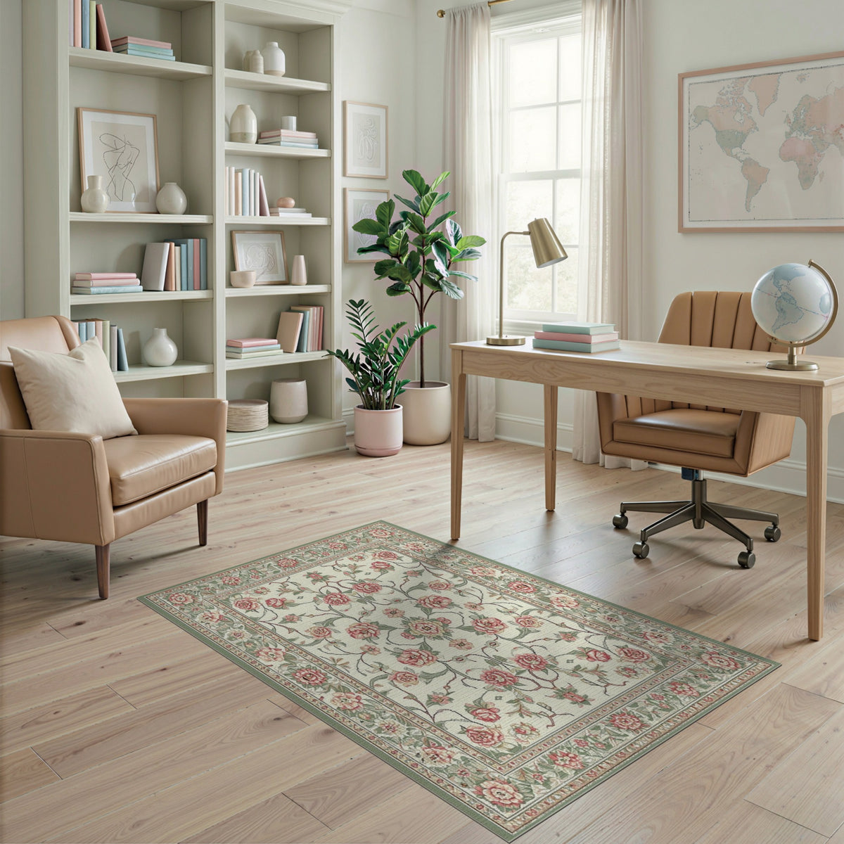 Pink Rose Floral Vintage No. 34 Area Rug