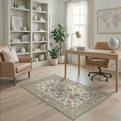 Pink Rose Floral Vintage No. 34 Area Rug
