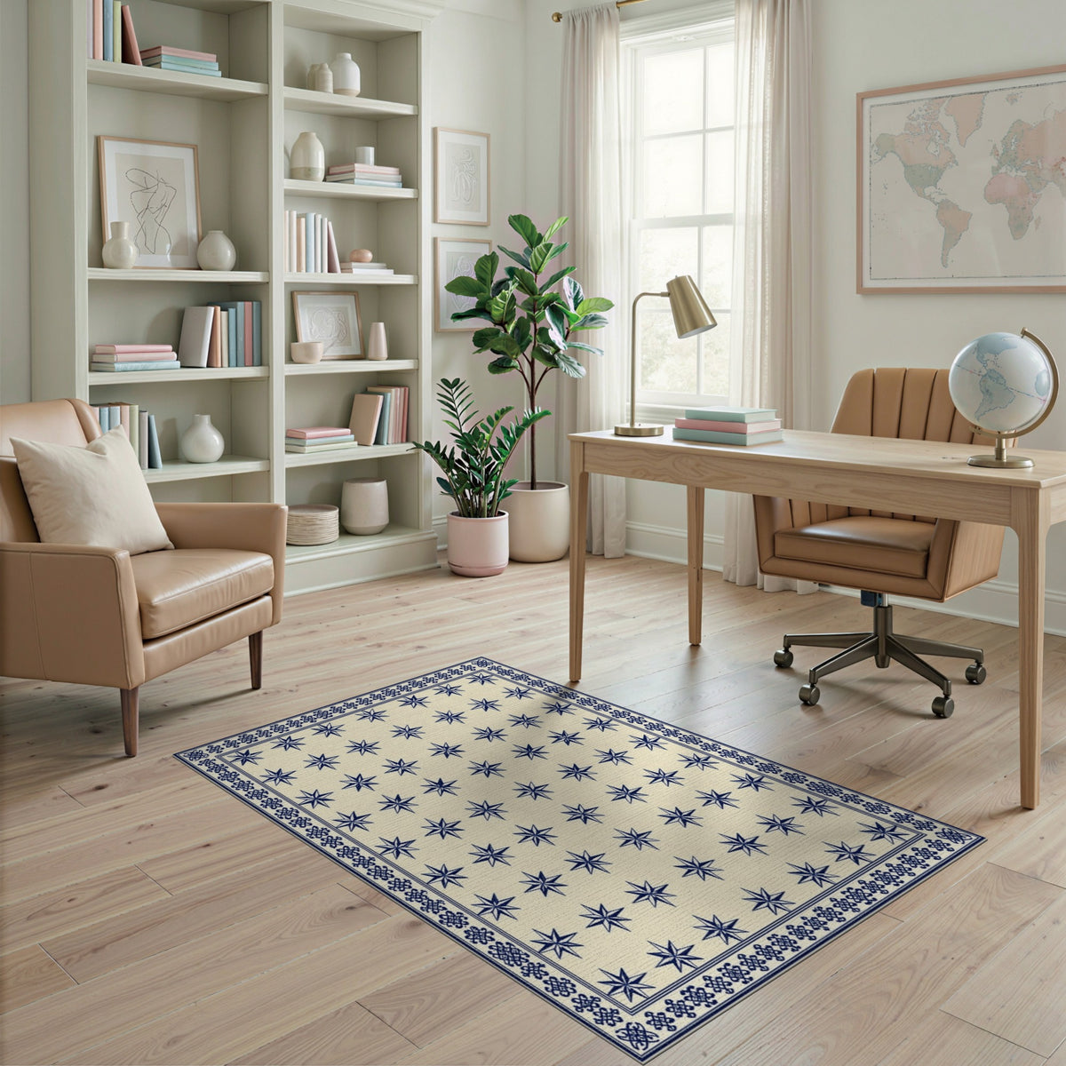 Blue Star Geometric Area Rug