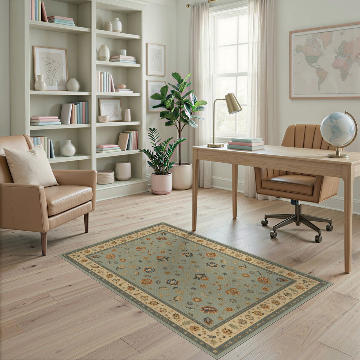 Blue Floral Vintage Area Rug