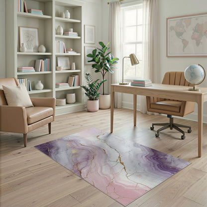 Purple Gold Marble Abstract Area Rug