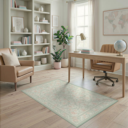 Pink Floral Vintage Soft Pink Floral Vintage Area Rug