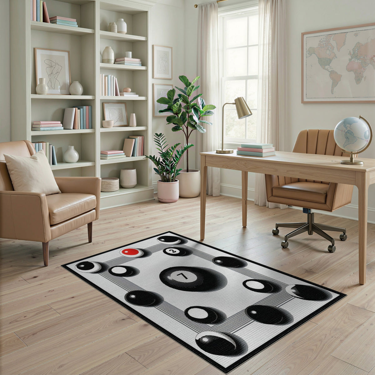 ODIKA Black White Geometric Circle Area Rug