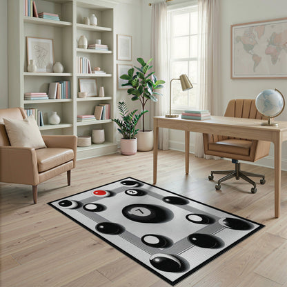 ODIKA Black White Geometric Circle Area Rug