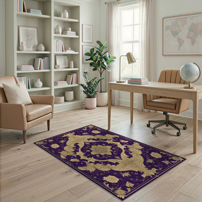 Purple Floral Vintage Area Rug