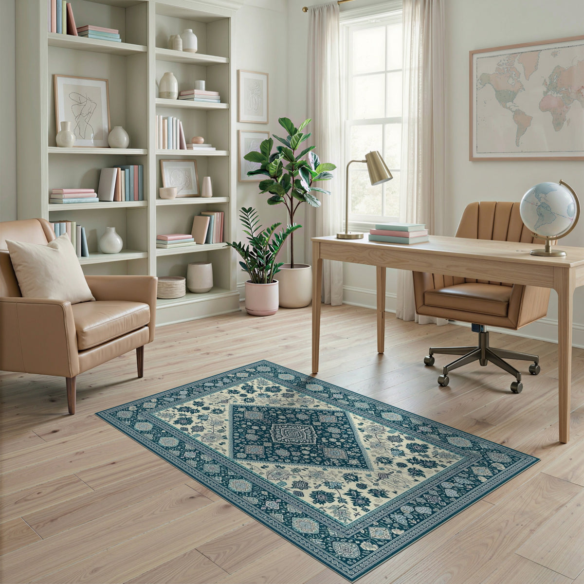 Blue Teal Persian Medallion No. 11 Area Rug